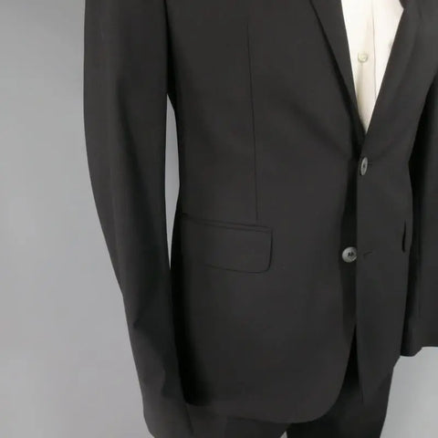 DSQUARED2 42 Short Black Solid Wool Blend 33 35 Suit DSQUARED2
