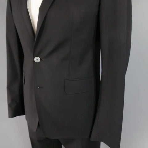 DSQUARED2 42 Short Black Solid Wool Blend 33 35 Suit DSQUARED2