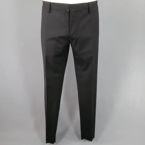 DSQUARED2 42 Short Black Solid Wool Blend 33 35 Suit DSQUARED2