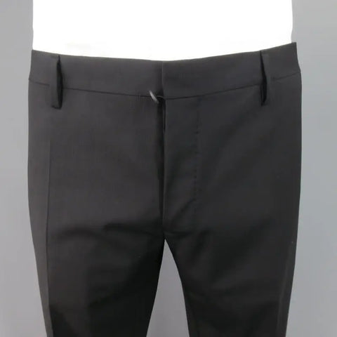 DSQUARED2 42 Short Black Solid Wool Blend 33 35 Suit DSQUARED2