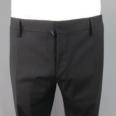 DSQUARED2 42 Short Black Solid Wool Blend 33 35 Suit