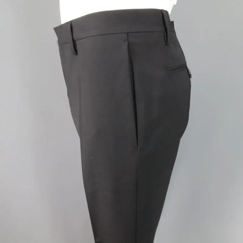 DSQUARED2 42 Short Black Solid Wool Blend 33 35 Suit DSQUARED2