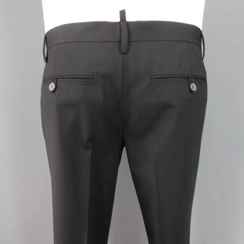DSQUARED2 42 Short Black Solid Wool Blend 33 35 Suit DSQUARED2