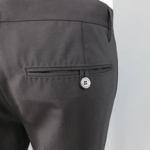 DSQUARED2 42 Short Black Solid Wool Blend 33 35 Suit DSQUARED2