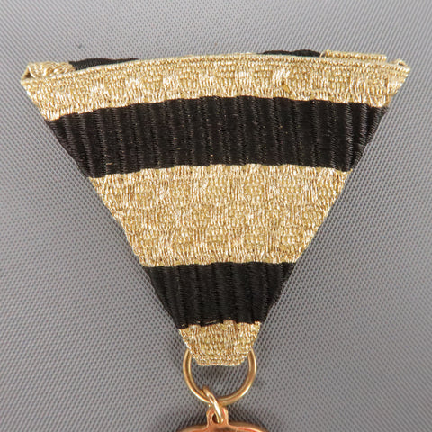 DSQUARED2 Black And Gold Stripe Ribbon Medallion Pin