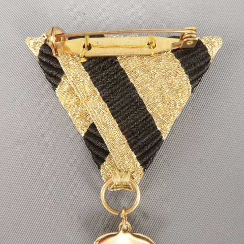 DSQUARED2 Black And Gold Stripe Ribbon Medallion Pin