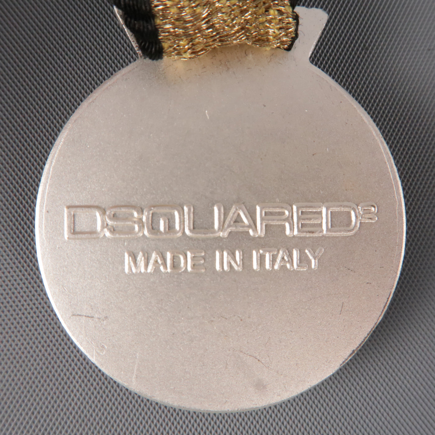 DSQUARED2 Black And Gold Stripe Ribbon Medallion Pin