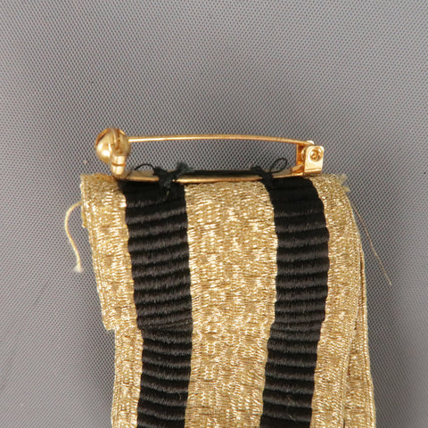 DSQUARED2 Black And Gold Stripe Ribbon Medallion Pin