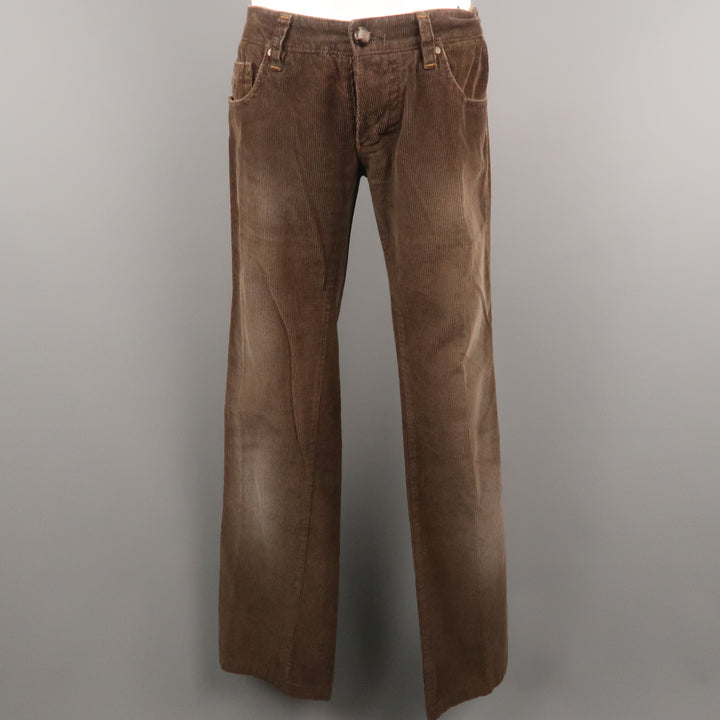 DSQUARED2 Size 30 Brown Solid Corduroy Button Fly Casual Pants