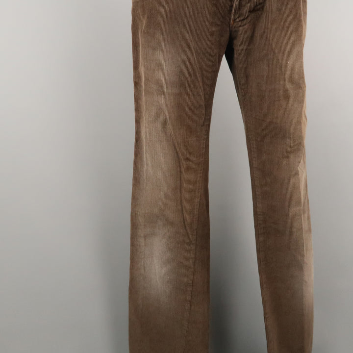 DSQUARED2 Size 30 Brown Solid Corduroy Button Fly Casual Pants