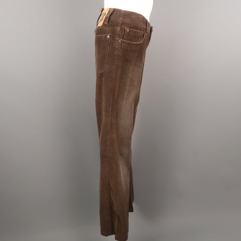 DSQUARED2 Talla 30 Pantalones casuales de pana sólida marrón con botones y bragueta 