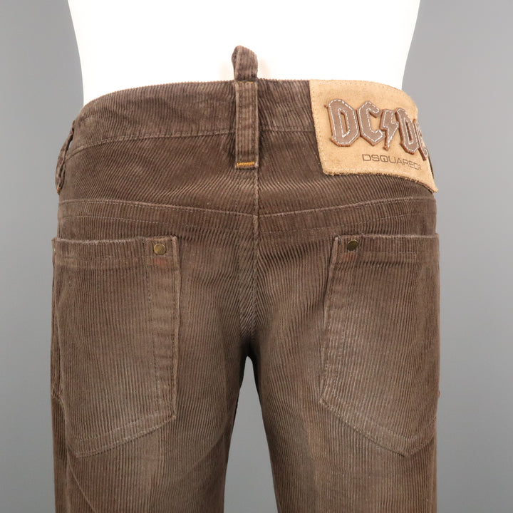 DSQUARED2 Size 30 Brown Solid Corduroy Button Fly Casual Pants
