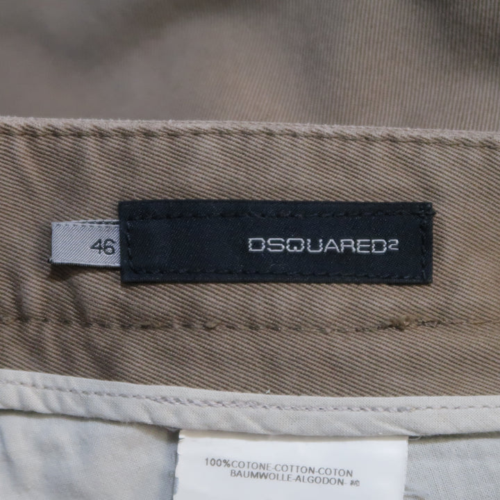 DSQUARED2 Size 30 Khaki Solid Cotton Casual Pants
