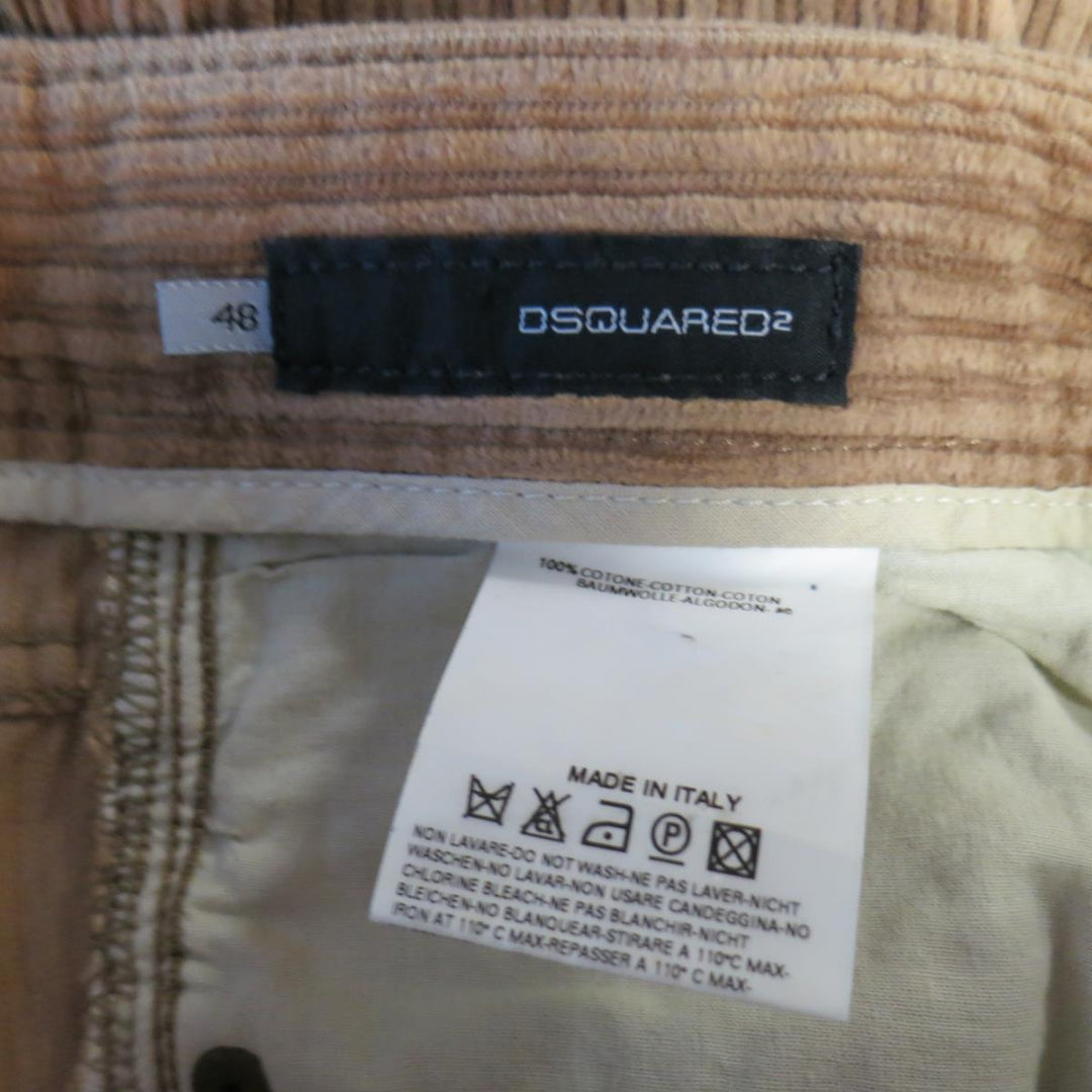 DSQUARED2 Size 30 Tan Corduroy Home Is Where The Heart Is Jean Cut Pants