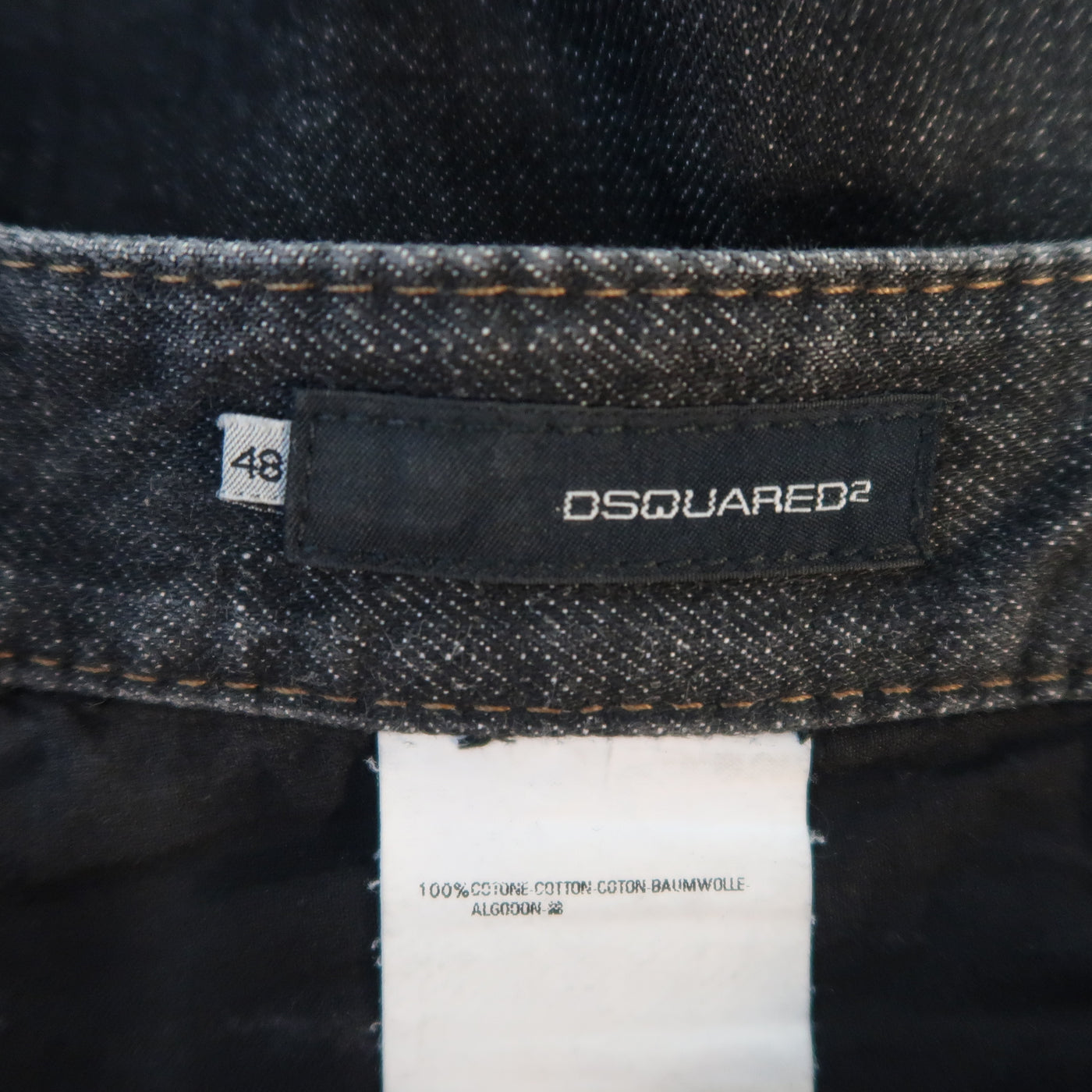 DSQUARED2 Size 32 Black Distressed Wax Coated Selvedge Denim Jeans