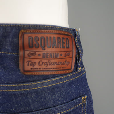 DSQUARED2 Size 32 Indigo Contrast Stitch Selvedge Denim Jeans