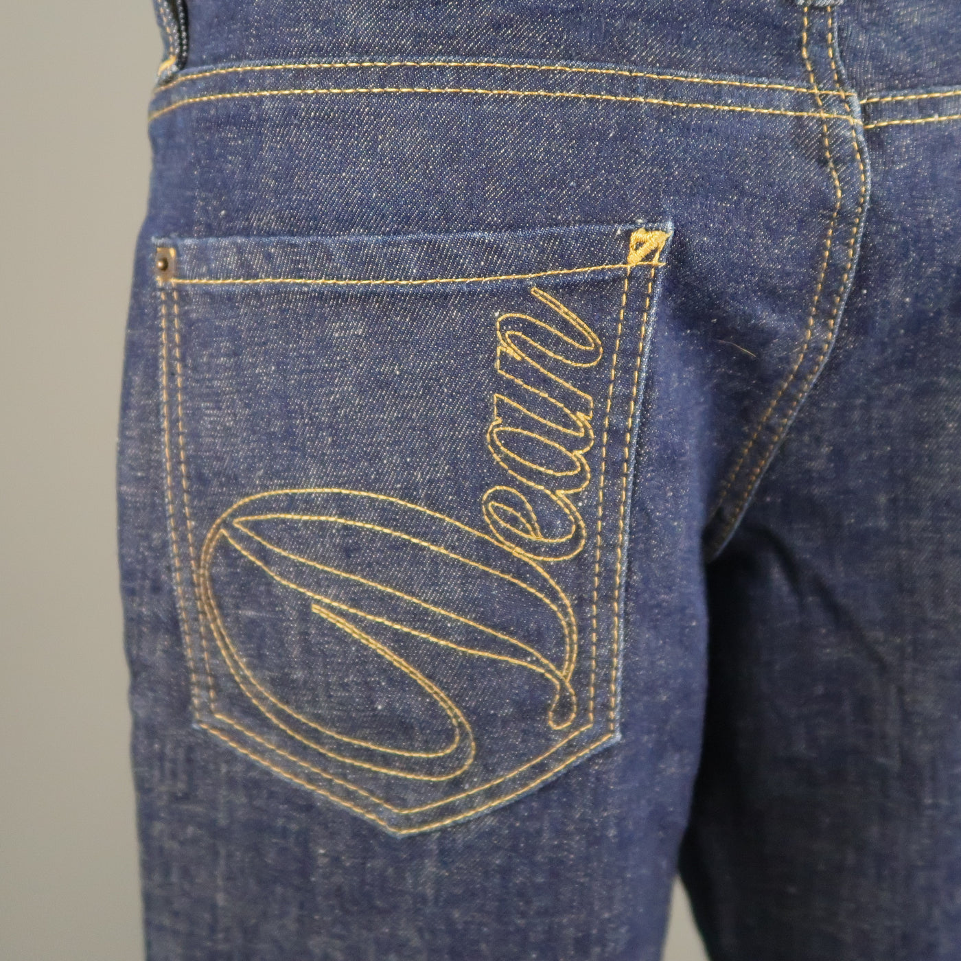 DSQUARED2 Size 32 Indigo Contrast Stitch Selvedge Denim Jeans