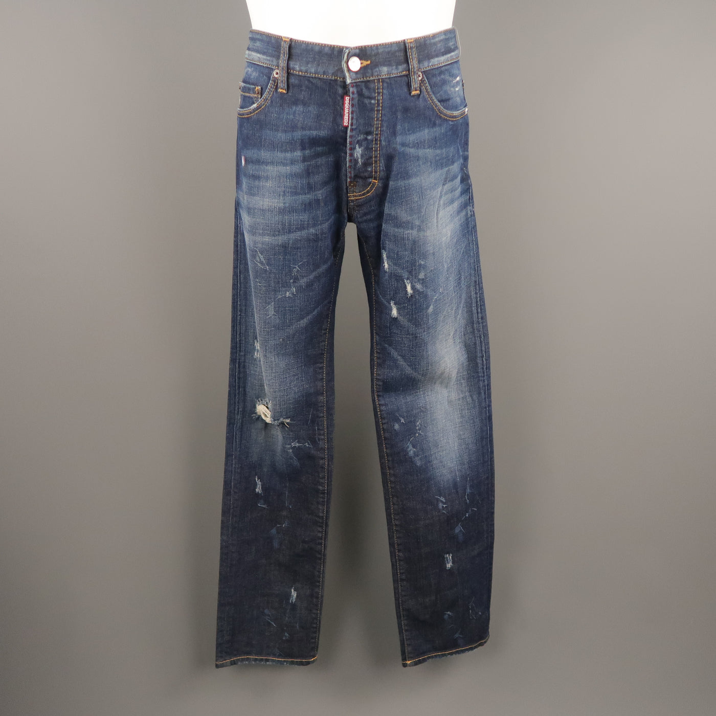 DSQUARED2 Size 34 Indigo Denim Distressed Jeans