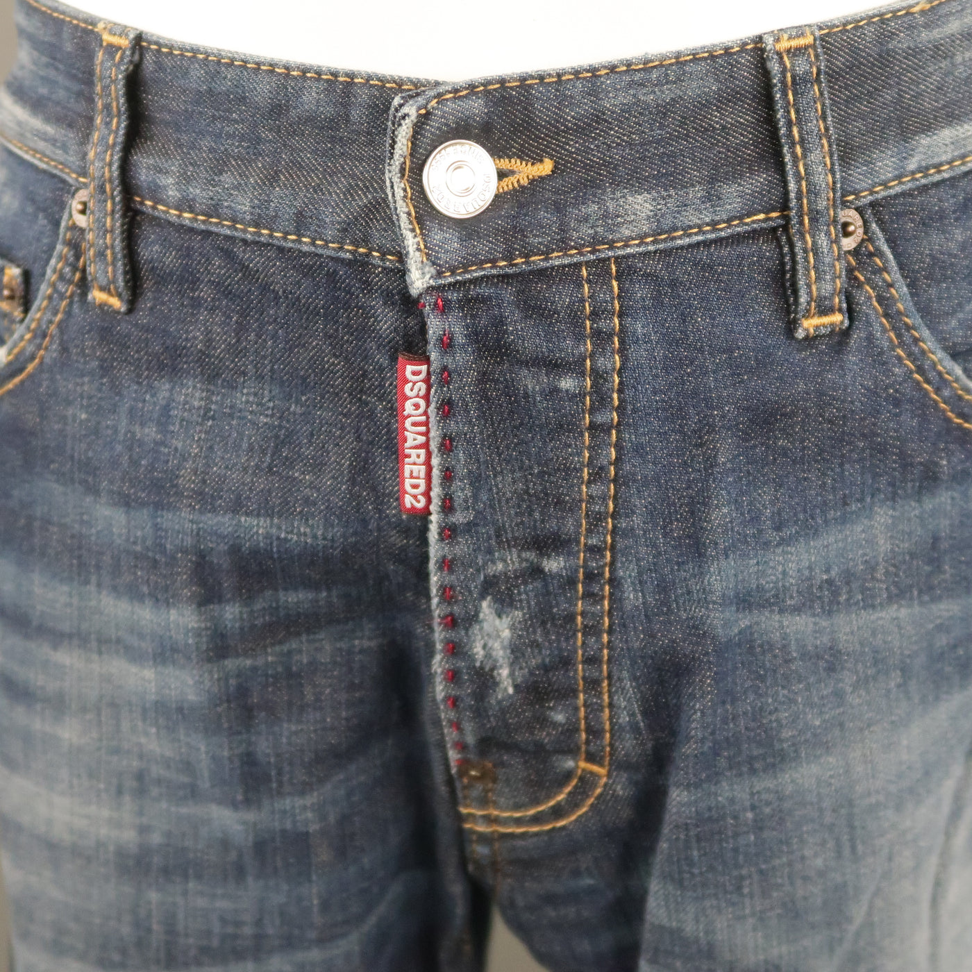 DSQUARED2 Size 34 Indigo Denim Distressed Jeans
