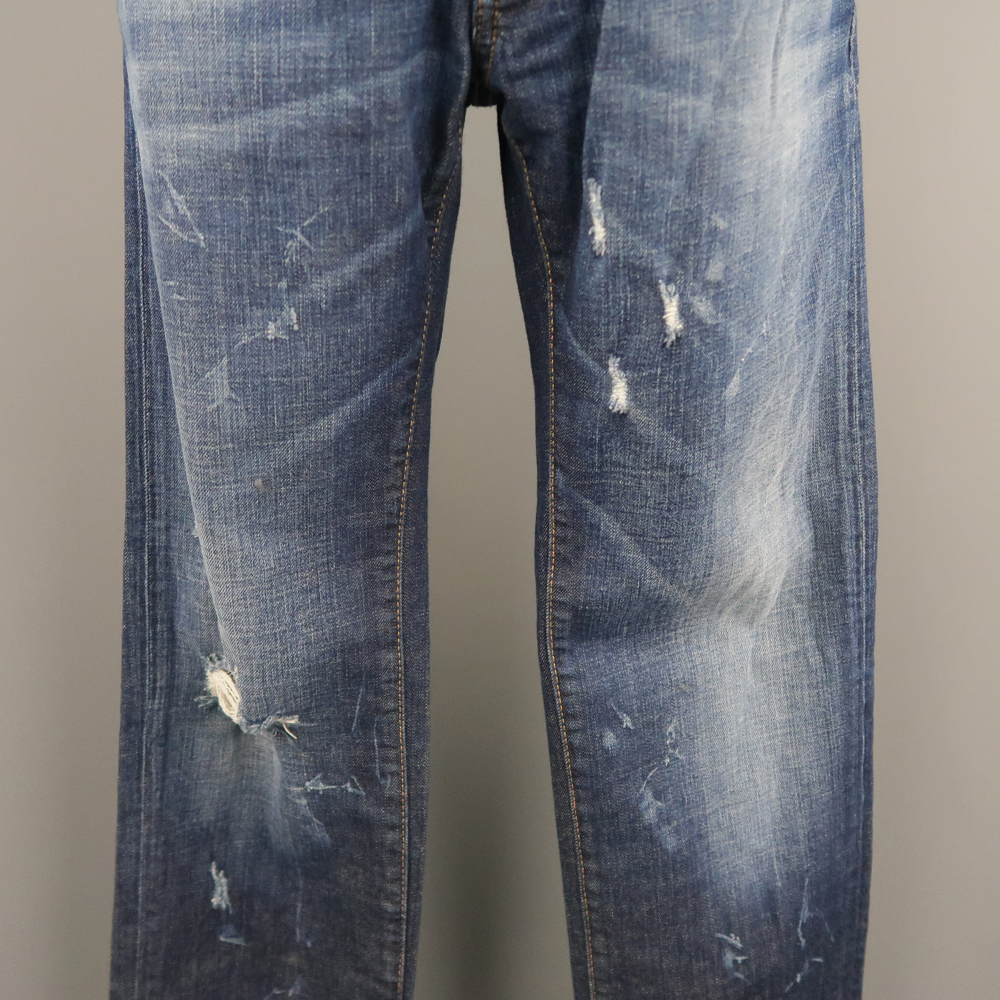 DSQUARED2 Size 34 Indigo Denim Distressed Jeans