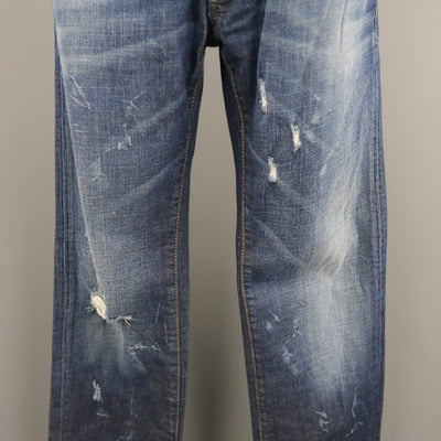 DSQUARED2 Size 34 Indigo Denim Distressed Jeans