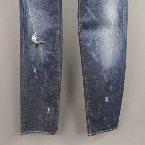 DSQUARED2 Size 34 Indigo Denim Distressed Jeans