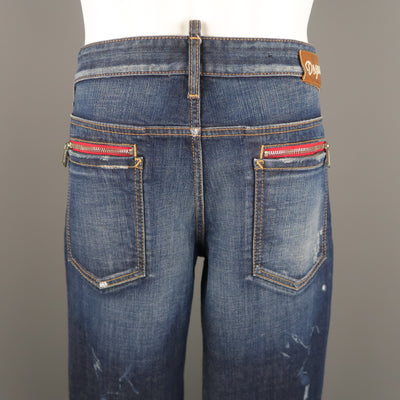 DSQUARED2 Size 34 Indigo Denim Distressed Jeans