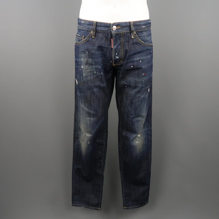 DSQUARED2 Size 34 Indigo Distressed Denim Jeans
