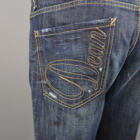 DSQUARED2 Size 34 Indigo Distressed Denim Jeans