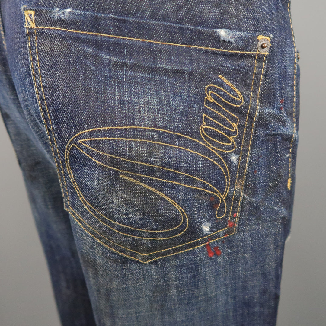 DSQUARED2 Size 34 Indigo Distressed Denim Jeans
