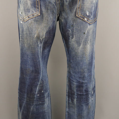 DSQUARED2 Size 34 Indigo Distressed Denim Zip Fly Jeans