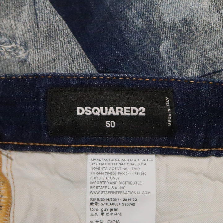 DSQUARED2 Size 34 Indigo Painted Denim 34 Button Fly Jeans