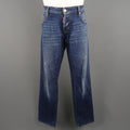 DSQUARED2 Size 34 Washed Idigo Distressed Denim Paint Splatter Jeans DSQUARED2