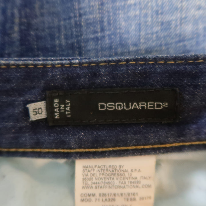 DSQUARED2 Size 34 Washed Idigo Distressed Denim Paint Splatter Jeans