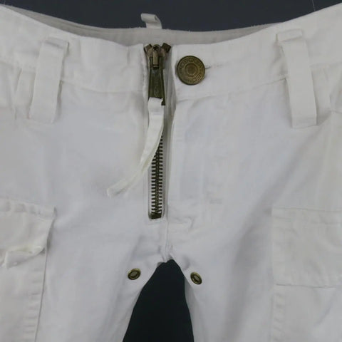 DSQUARED2 Size 34 White Cotton Zip Cargo Utility Pants DSQUARED2