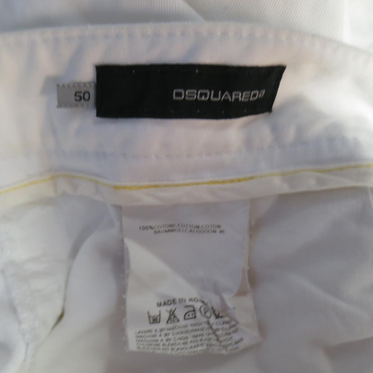 DSQUARED2 Size 34 White Cotton Zip Cargo Utility Pants