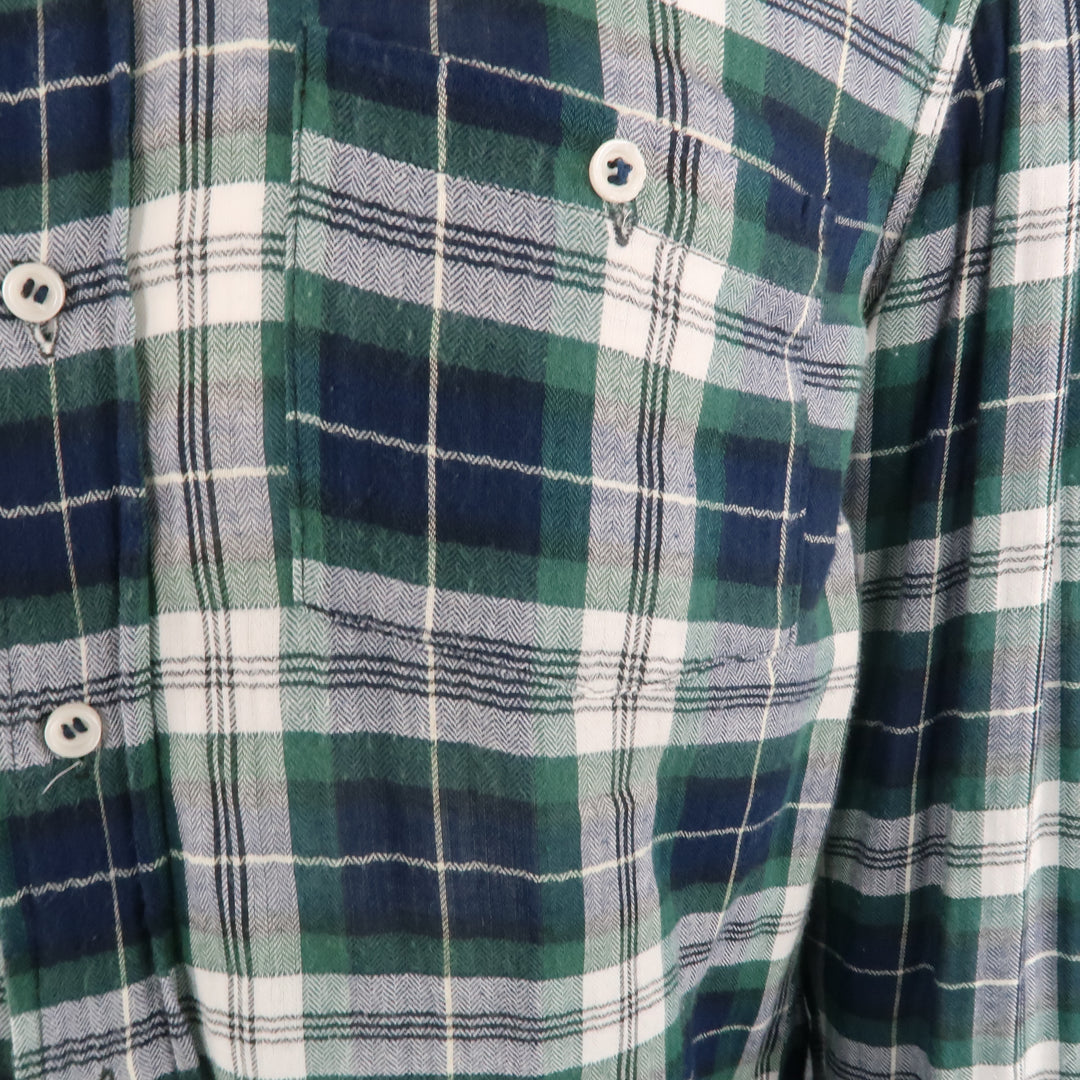 DSQUARED2 Size 42 Green & Blue Plaid Cotton Button Up Long Sleeve Shirt