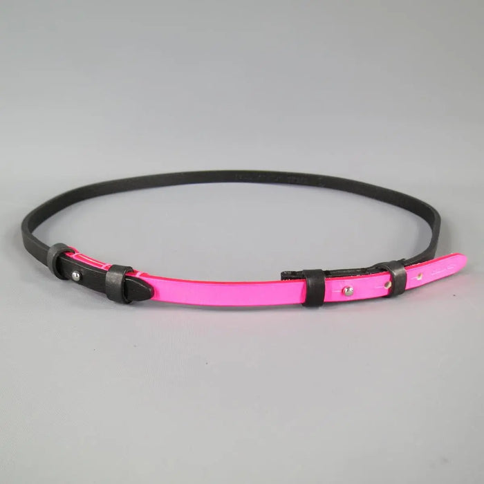 DSQUARED2 Size L Pink & Black Two Tone Leather Skinny Belt
