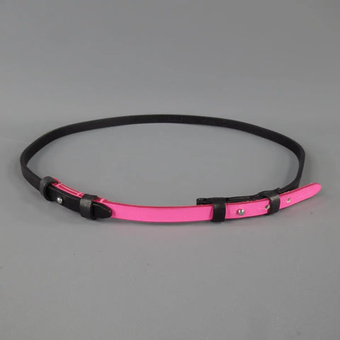 DSQUARED2 Size L Pink & Black Two Tone Leather Skinny Belt DSQUARED2