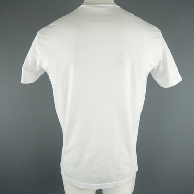 DSQUARED2 Size L White Graphic Cotton T-shirt