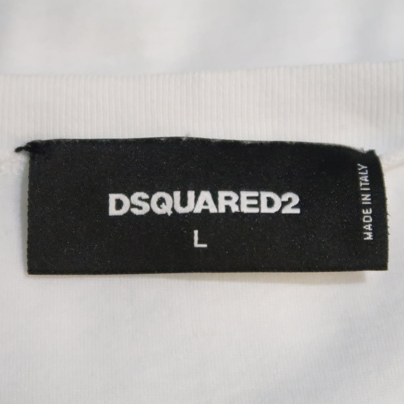 DSQUARED2 Size L White Graphic Cotton T-shirt