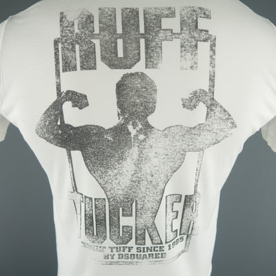 DSQUARED2 Size L White Graphic "Ruff Tucker" Cotton T-shirt