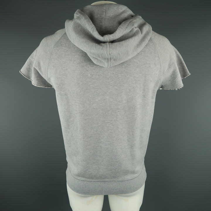 DSQUARED2 Size M Light Grey Logo Cotton Raglan Sweater