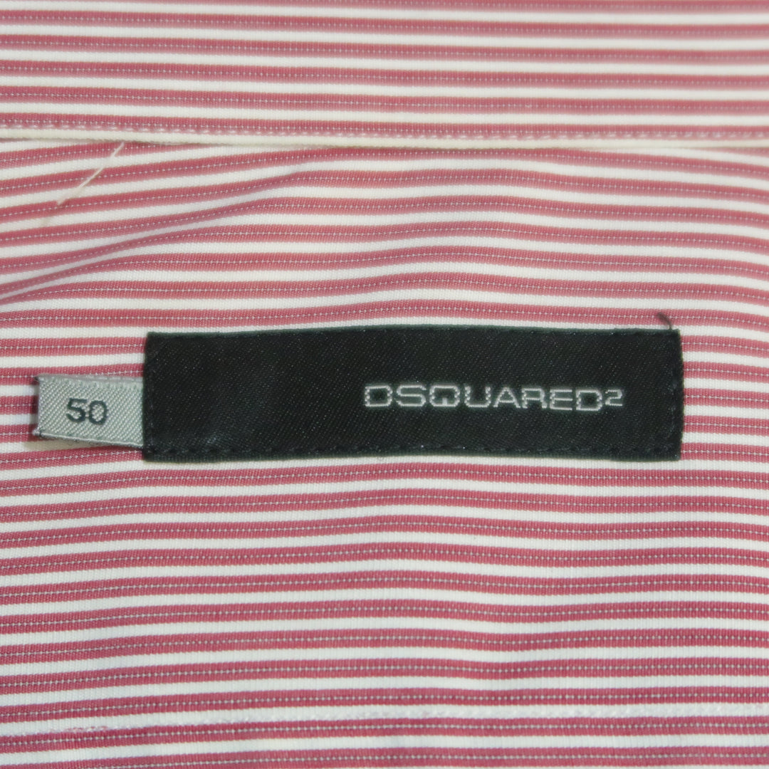 DSQUARED2 Size M Red & White Pinstripe Cotton Button Up Long Sleeve Shirt