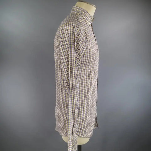 DSQUARED2 Size S Yellow Plaid Cotton Long Sleeve Button Down Shirt DSQUARED2