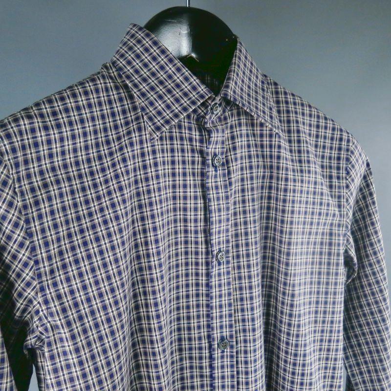 DSQUARED2 Size XS Navy Plaid Cotton Long Sleeve Shirt