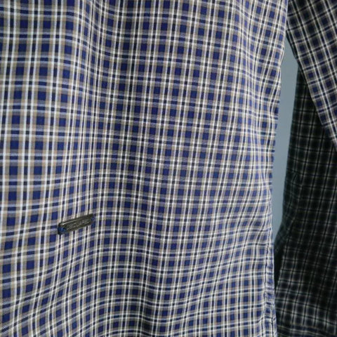 DSQUARED2 Size XS Navy Plaid Cotton Long Sleeve Shirt DSQUARED2
