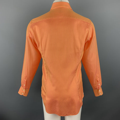 DUNCAN QUINN Size M Orange Stripe Cotton Button Up Long Sleeve Shirt