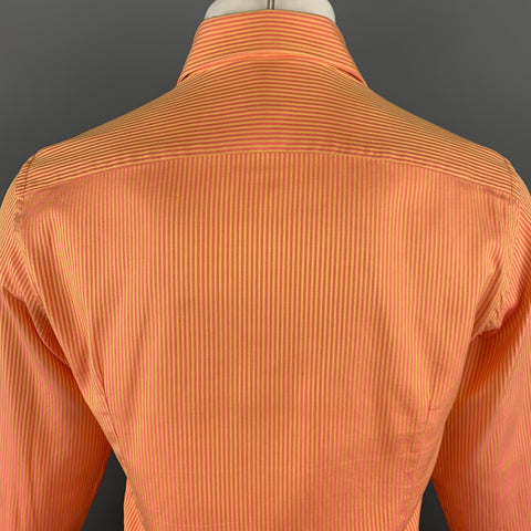 DUNCAN QUINN Size M Orange Stripe Cotton Button Up Long Sleeve Shirt