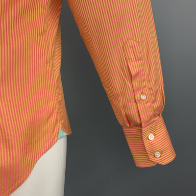 DUNCAN QUINN Size M Orange Stripe Cotton Button Up Long Sleeve Shirt